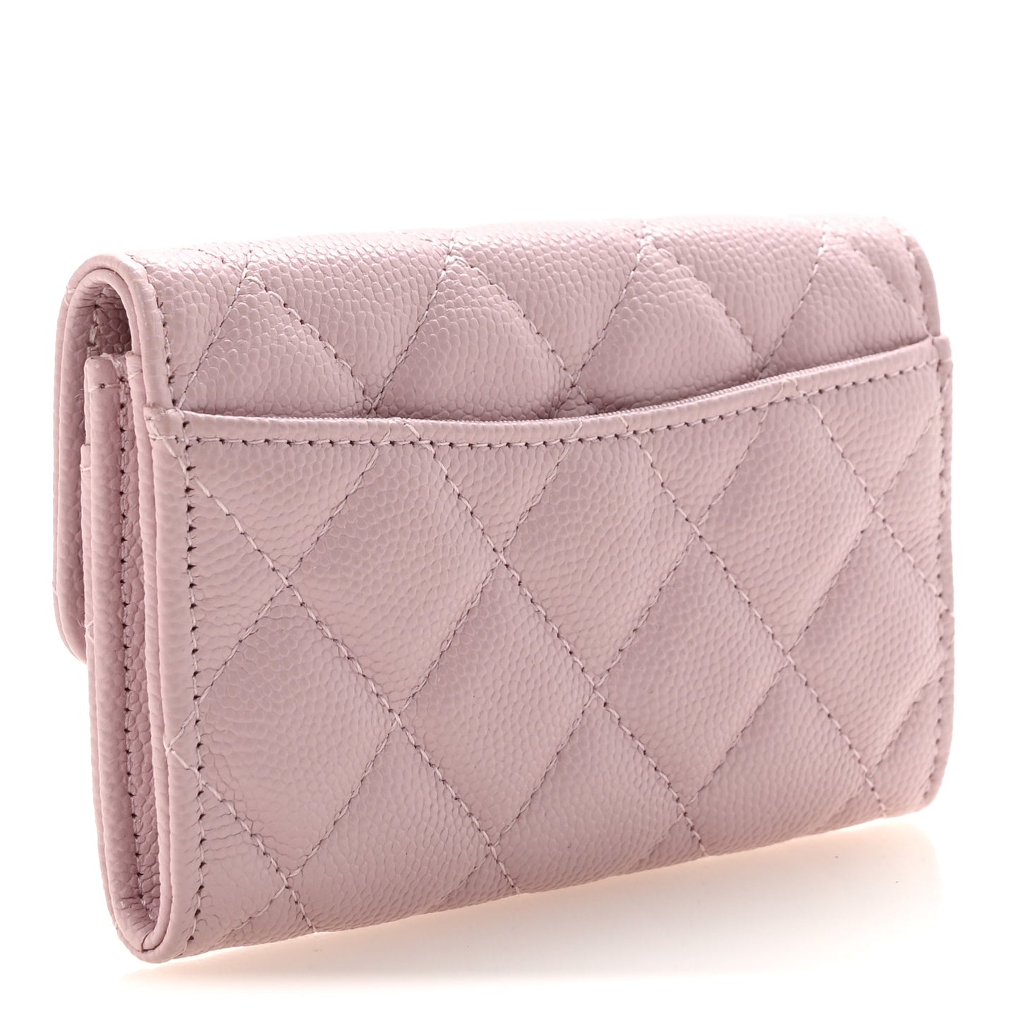 Caviar Quilted Flap Card Holder Wallet Light Pink