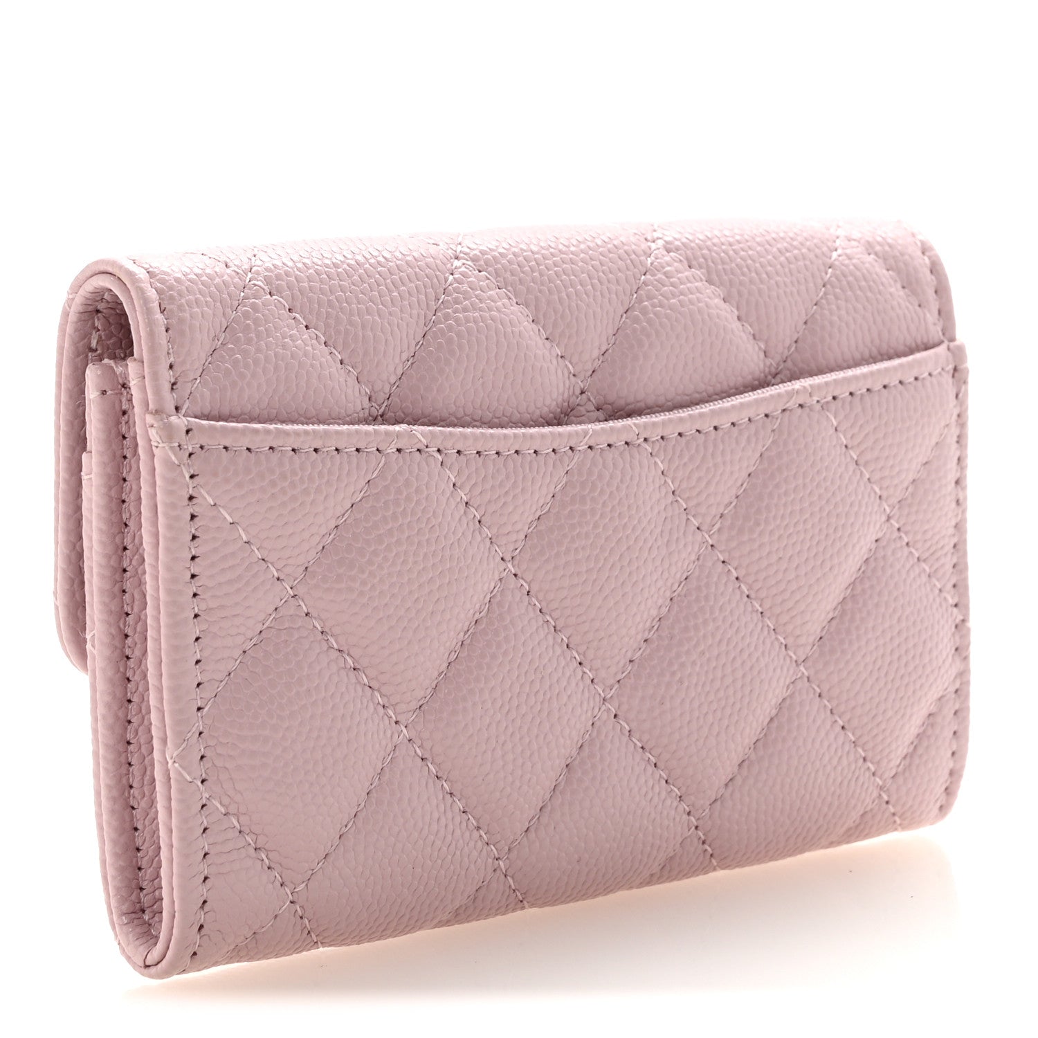 Chanel Caviar Quilted Flap Card Holder Wallet Light Pink 3 of 9
