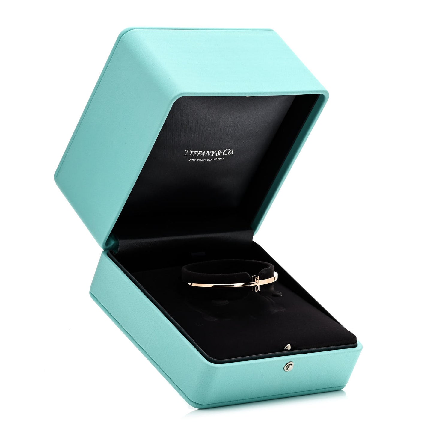18K Rose Gold Narrow T T1 Hinged Bangle Bracelet
