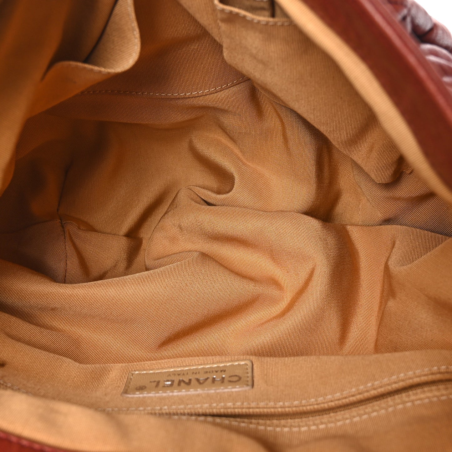Washed Lambskin Quilted Large Chain Around Messenger Brown