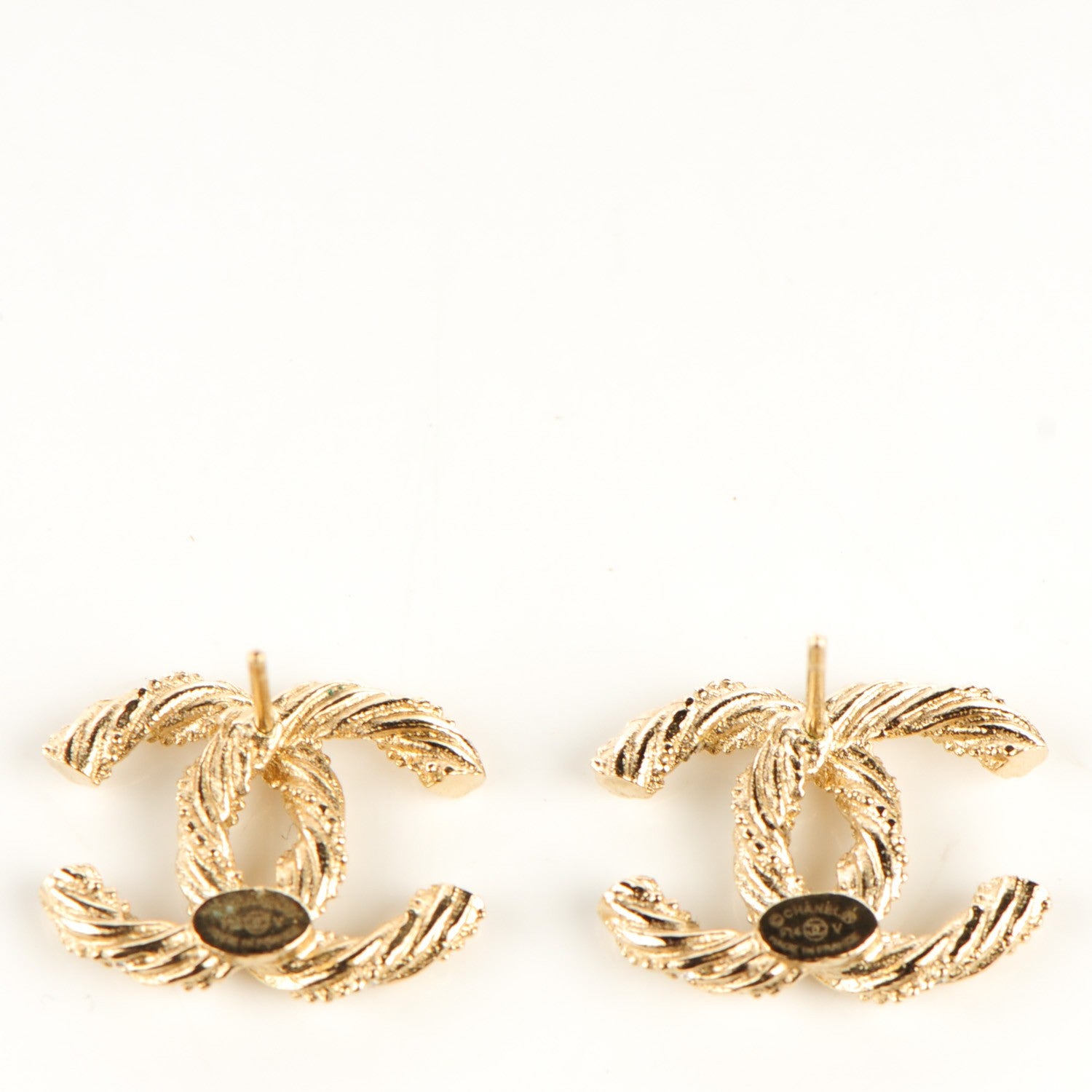 Chanel Crystal Twisted CC Earrings Gold 4 of 5