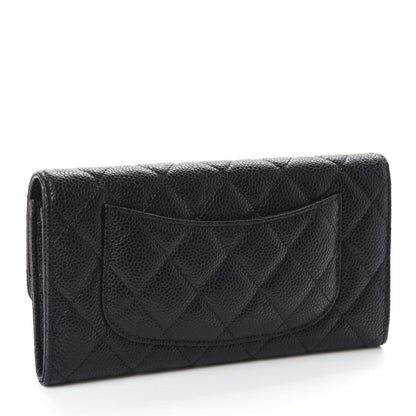 Chanel Caviar Quilted Large Gusset Flap Wallet Black 3 of 9