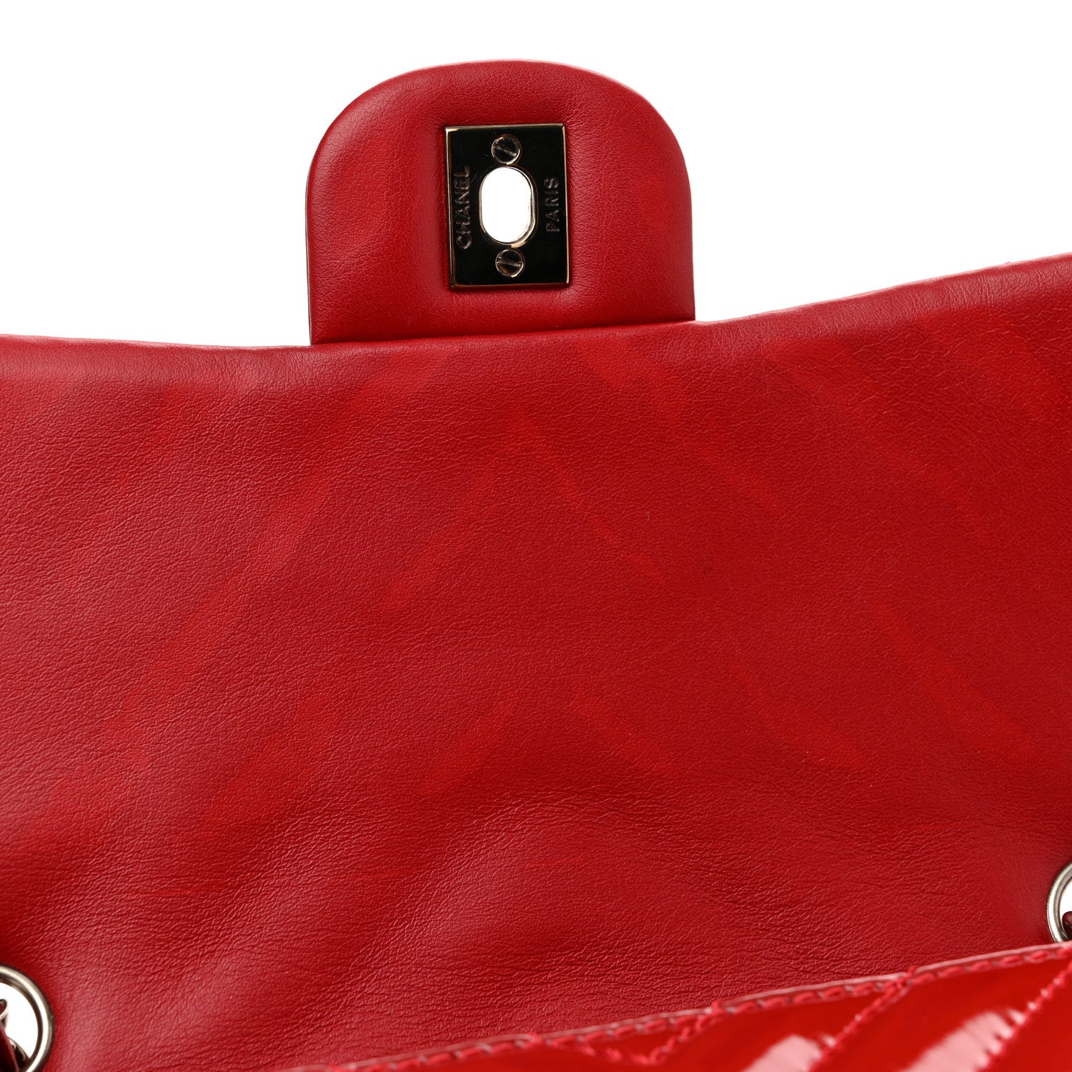Chanel Patent Chevron Quilted Medium Single Flap Red 10 of 12