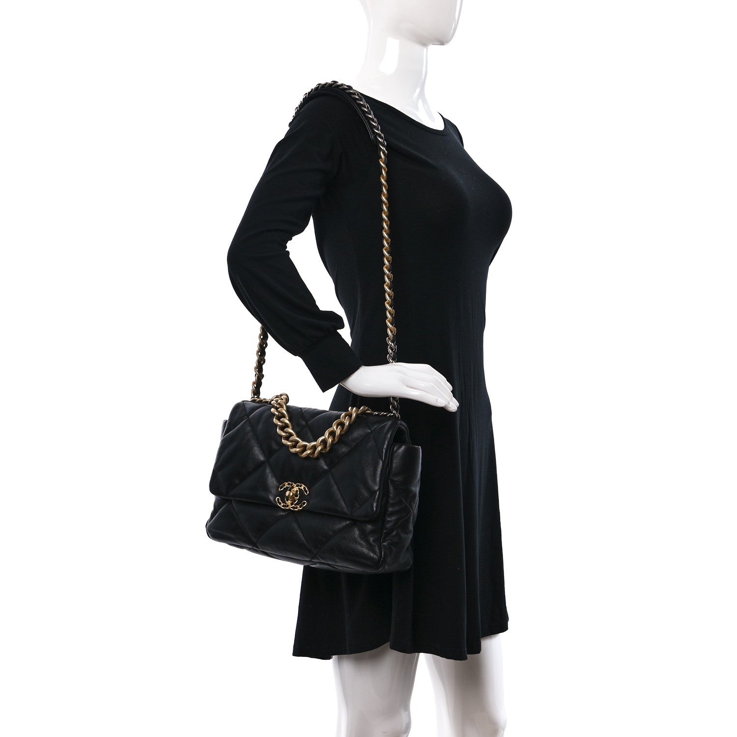 Chanel Lambskin Quilted Large Chanel 19 Flap Black 2 of 10