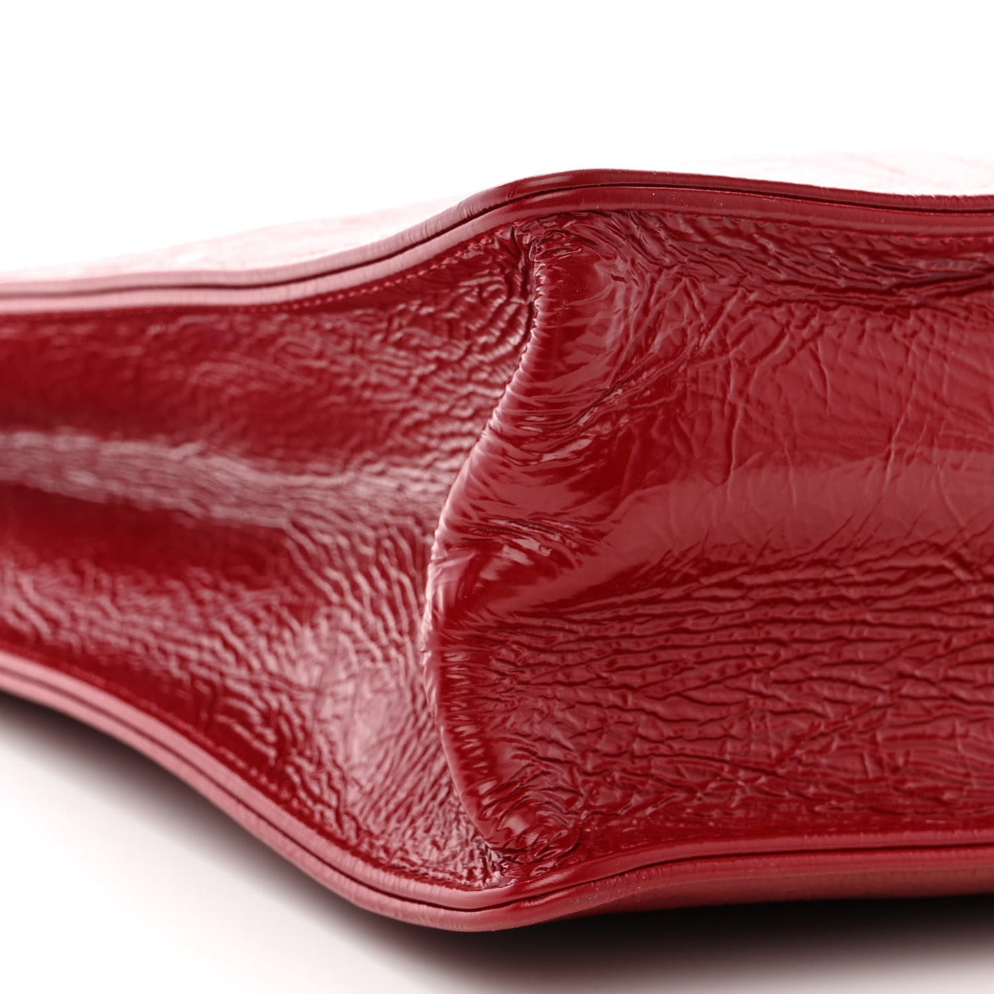 Shiny Aged Calfskin North South Shopping Bag Red