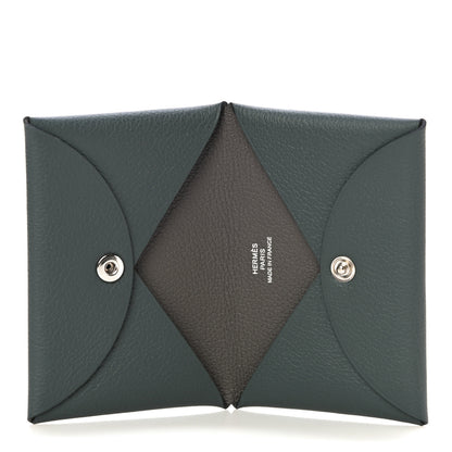 Hermes Evercolor Calvi Verso Card Case Bleu Orage Etain 5 of 9