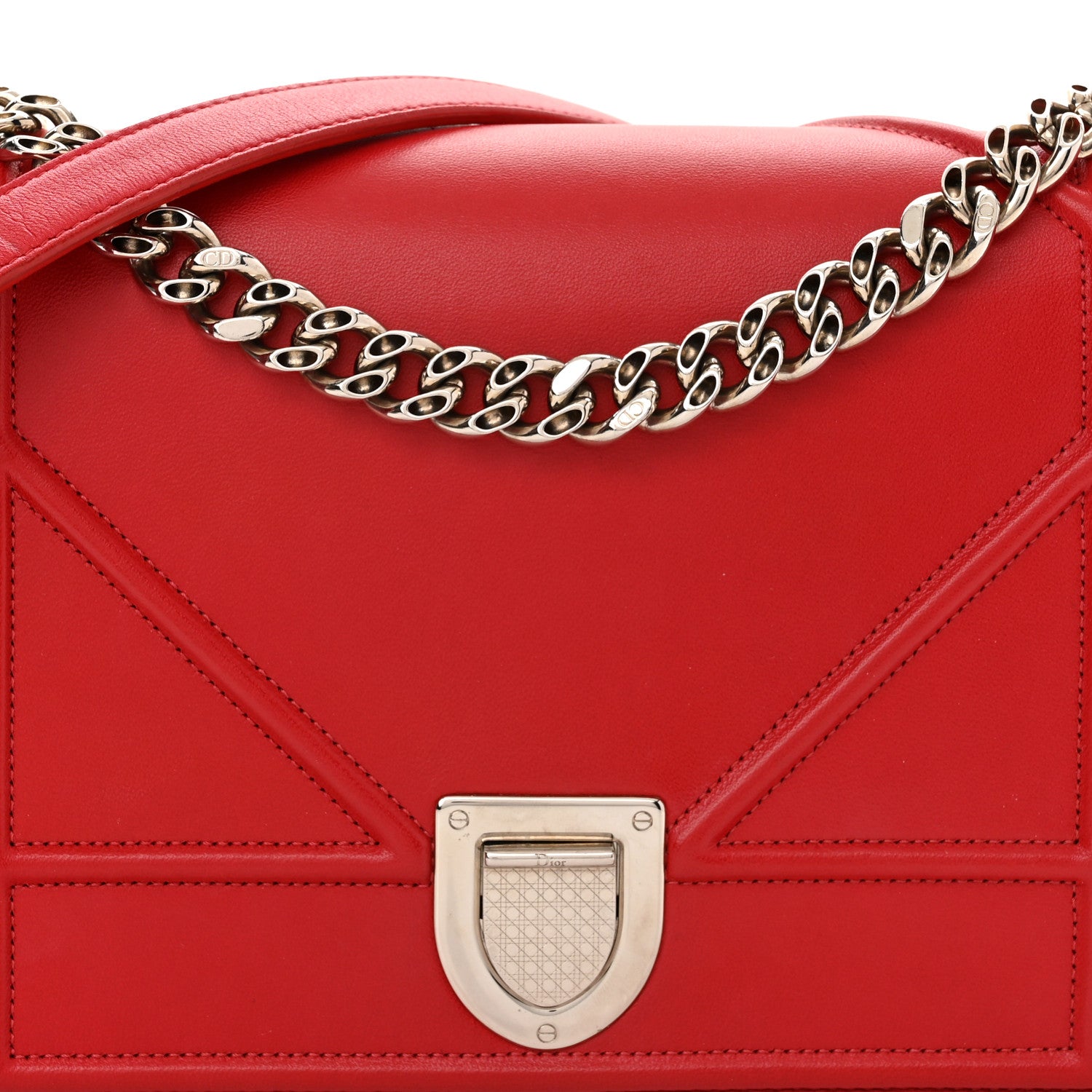 Christian Dior Lambskin Medium Diorama Flap Bag Red 7 of 11