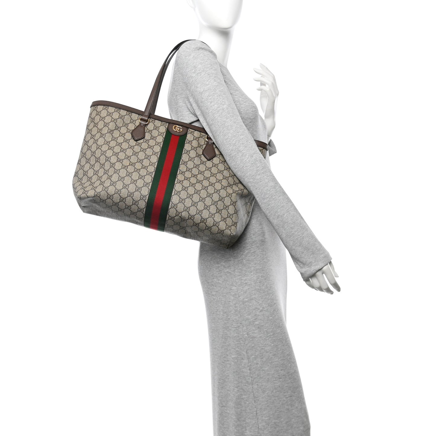 GG Supreme Monogram Medium Ophidia Shopping Tote Brown