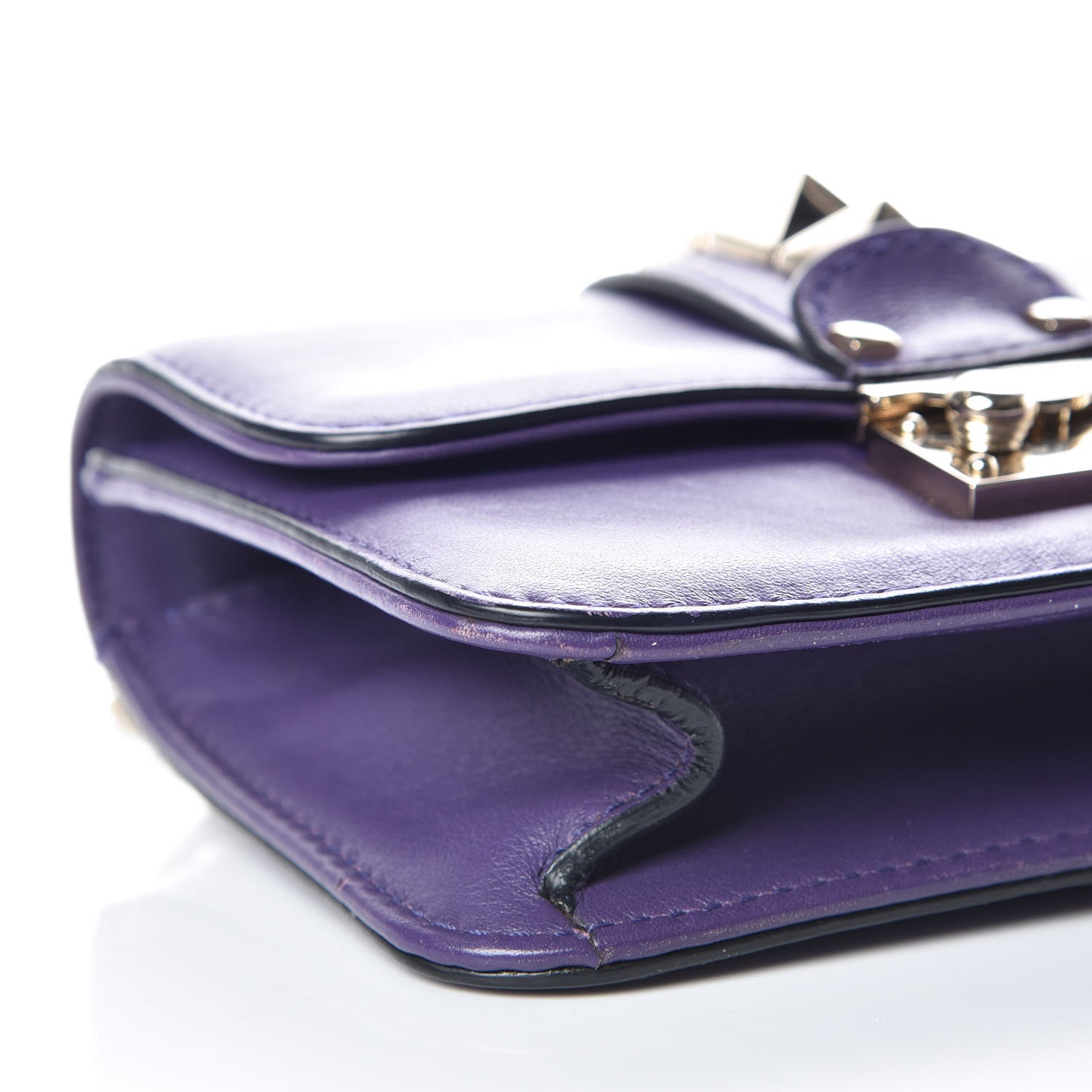 Valentino Garavani Vitello Mini Glam Lock Rockstud Flap Purple 6 of 10