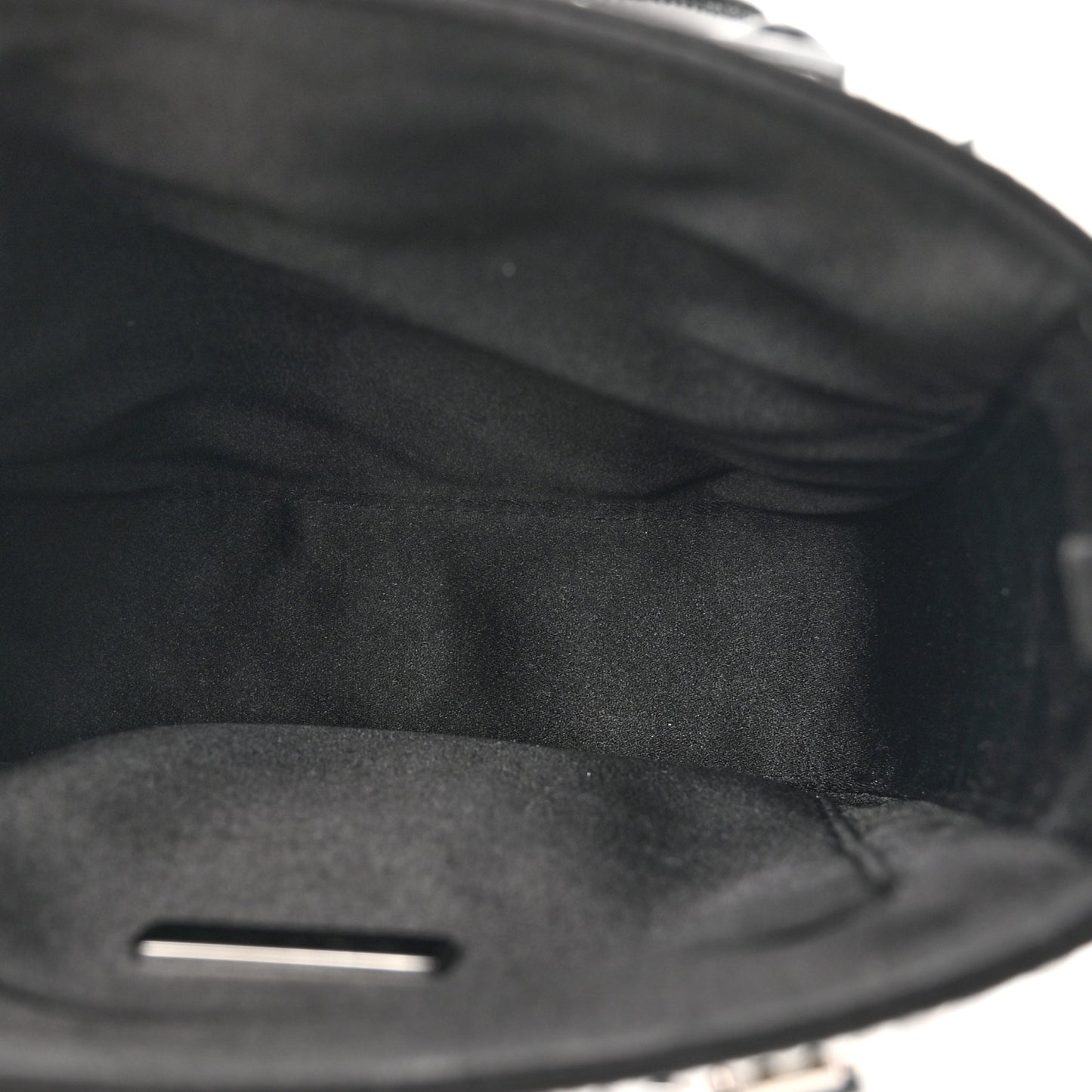 Satin Crystal Metal Triangle Logo Small Double Handle Crossbody Tote Metal