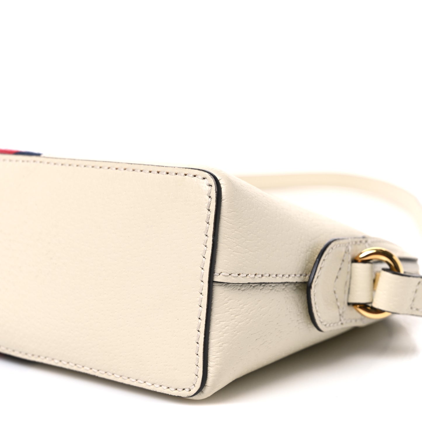 Textured Dollar Calfskin Web Small Ophidia Dome Shoulder Bag Mystic White