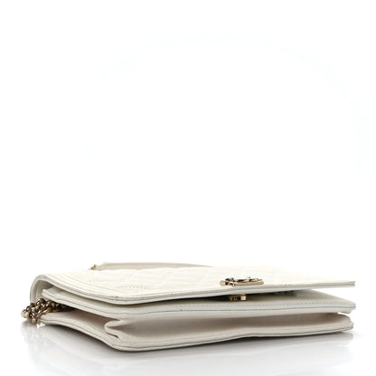 Chanel Caviar Quilted Boy Wallet On Chain WOC White 4 of 11