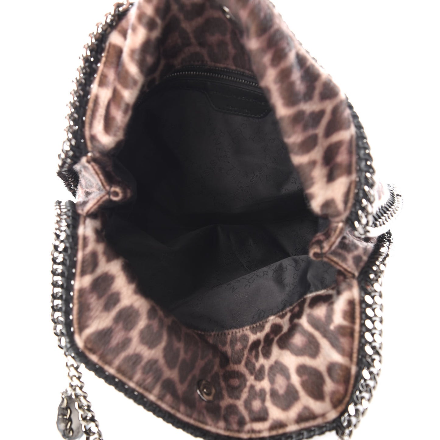 Faux Calf Hair Leopard Print Small Falabella Tote Brown