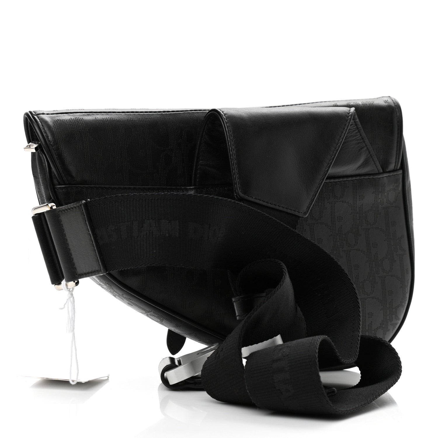 Christian Dior Calfskin Perforated Oblique Galaxy Mens Saddle Bag Black 3 of 10