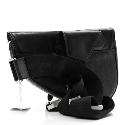 Christian Dior Calfskin Perforated Oblique Galaxy Mens Saddle Bag Black 3 of 10