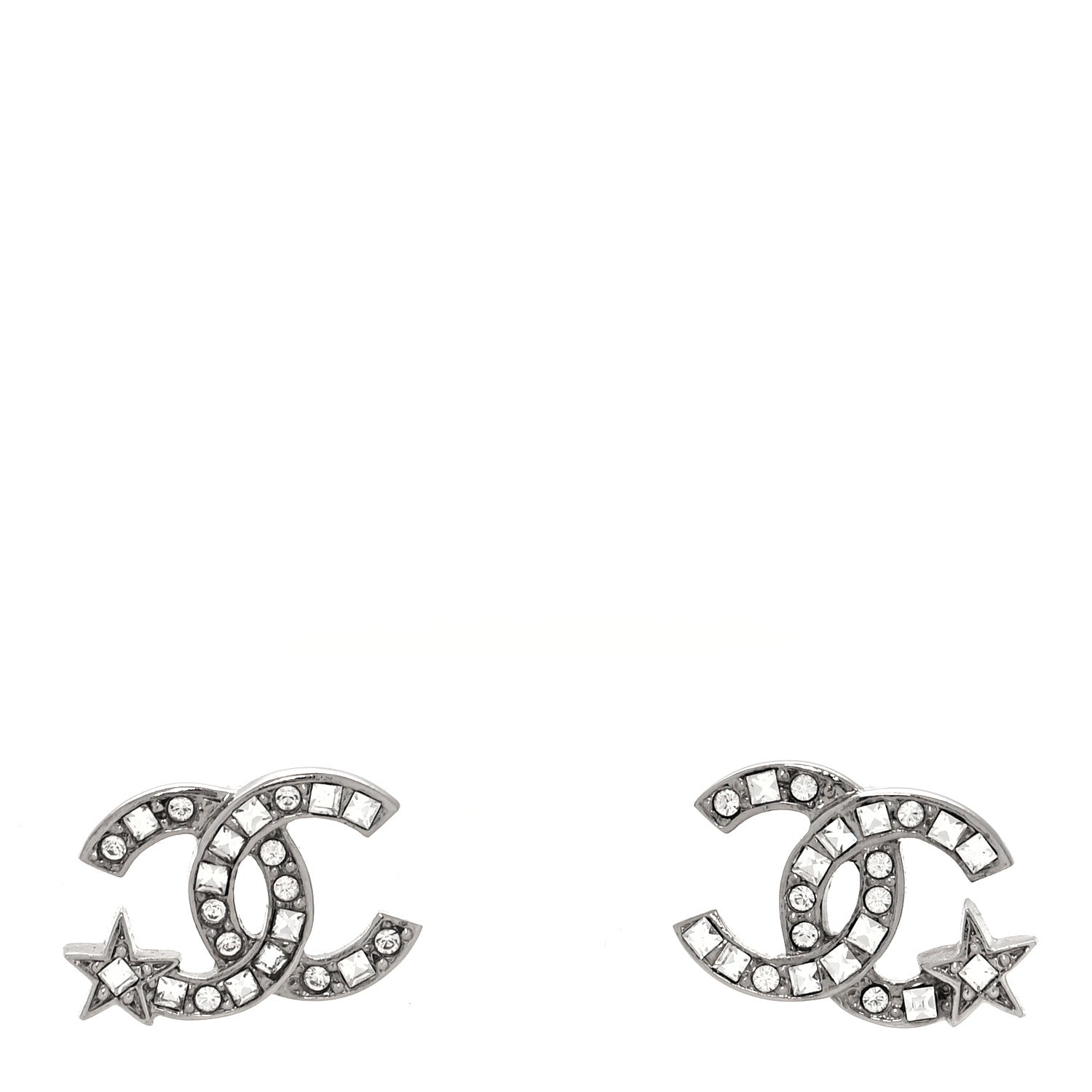 Chanel Crystal CC Starfall Earrings Silver 1 of 4