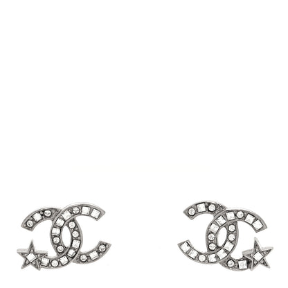 Chanel Crystal CC Starfall Earrings Silver 1 of 4