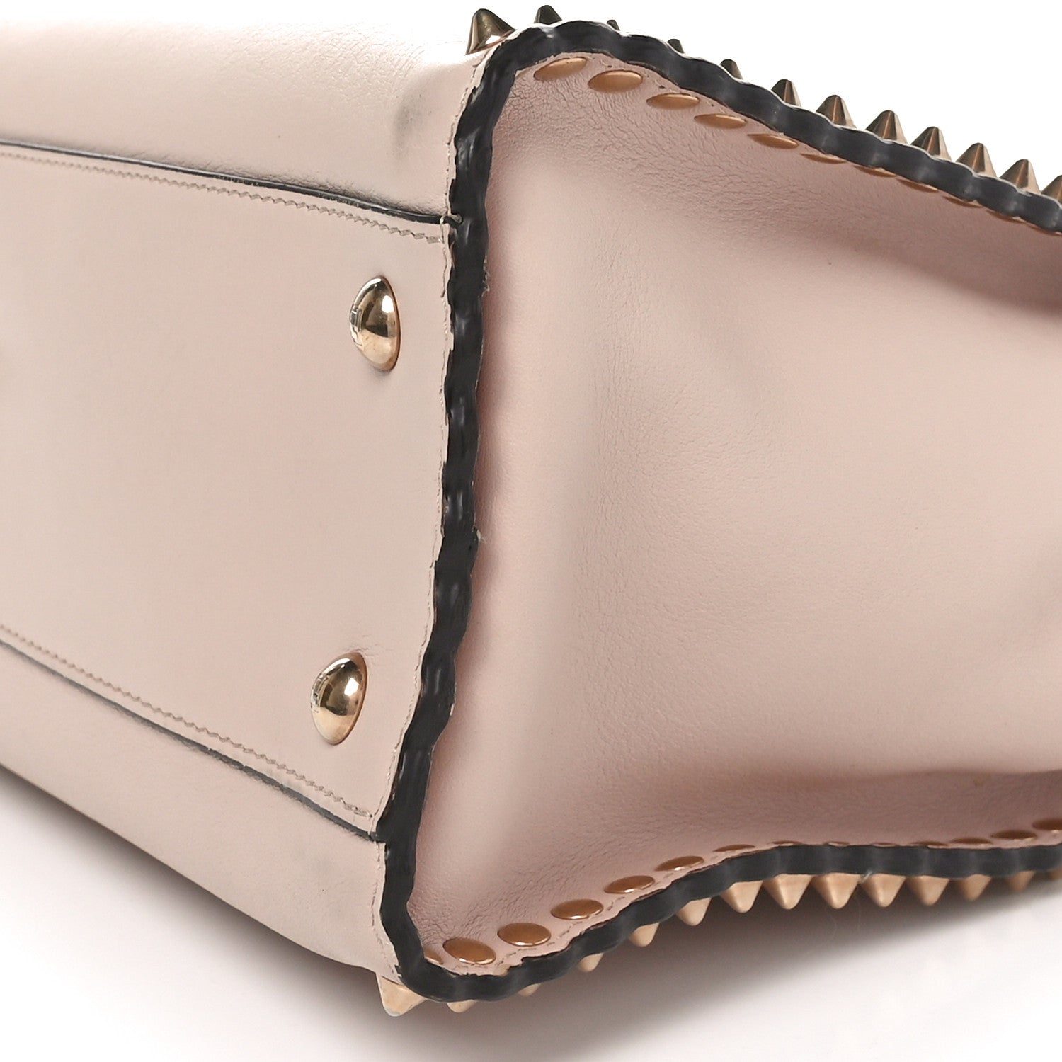 Fendi Vitello Seta Shiny Nappa Scalloped Studded Medium Peekaboo Iconic Satchel Soap 10 of 10