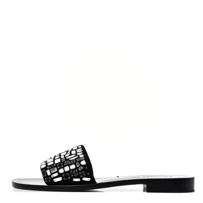 Christian Dior Embroidered Mirror Club Sandal 38 Black Silver 1 of 11