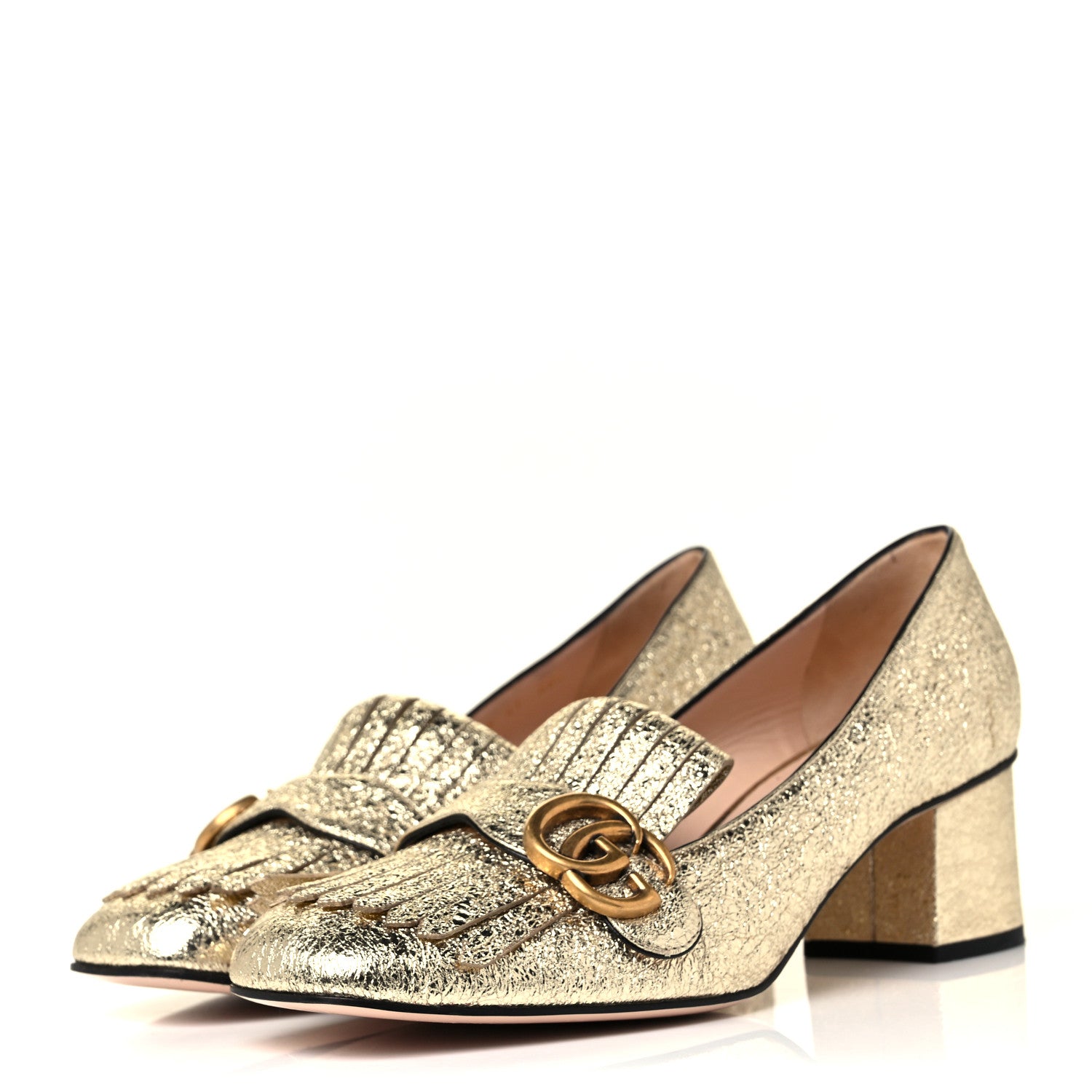 Gucci Galassia GG Marmont Fringe 50mm Loafer Pumps 41 Platino 3 of 9