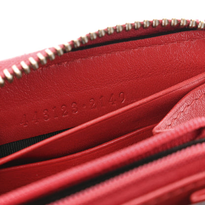 Gucci Calfskin Matelasse GG Marmont Zip Around Wallet Hibiscus Red 8 of 13