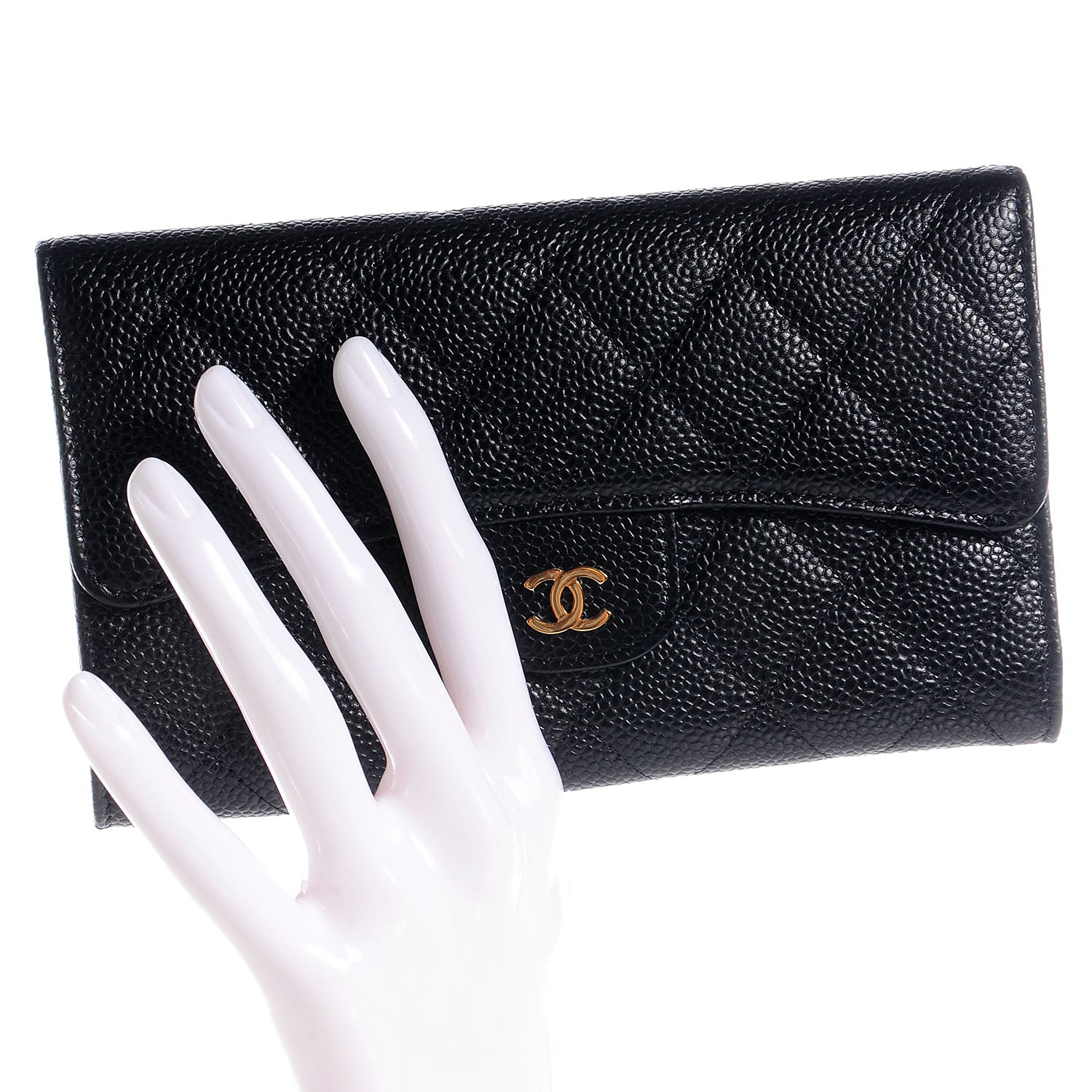 Chanel Caviar Quilted Large Flap Wallet Black 2 of 9