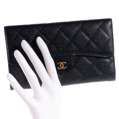 Chanel Caviar Quilted Large Flap Wallet Black 2 of 9