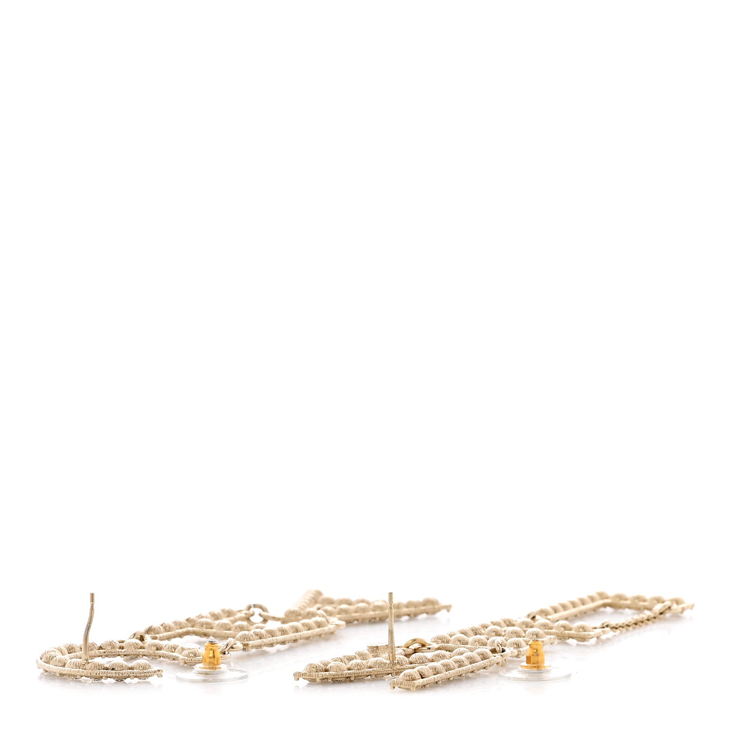 Chanel Crystal Cha-Nel Logo Drop Earrings Gold 3 of 5