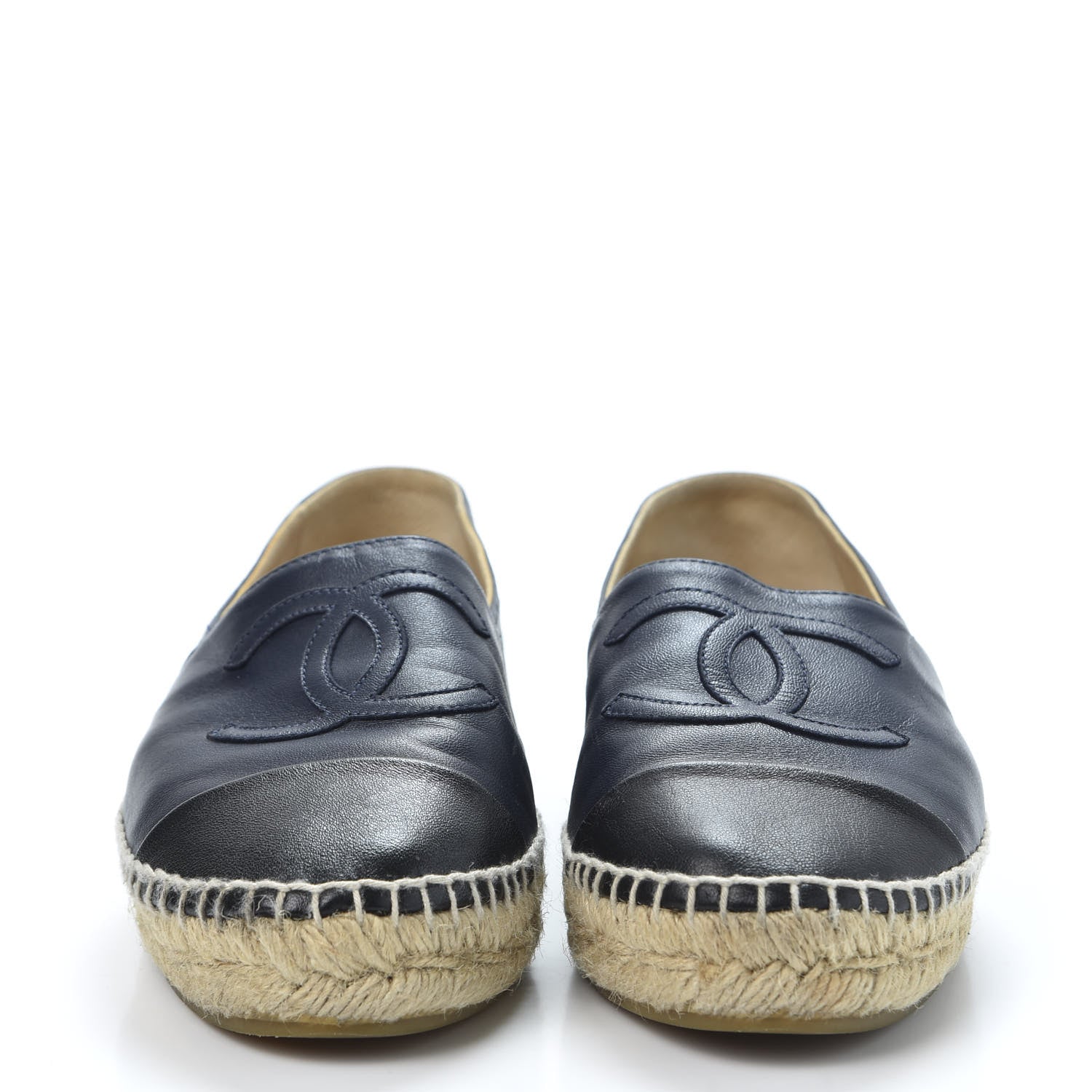 Chanel Lambskin CC Espadrilles 37 Navy Black 2 of 11
