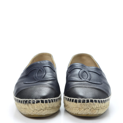 Chanel Lambskin CC Espadrilles 37 Navy Black 2 of 11