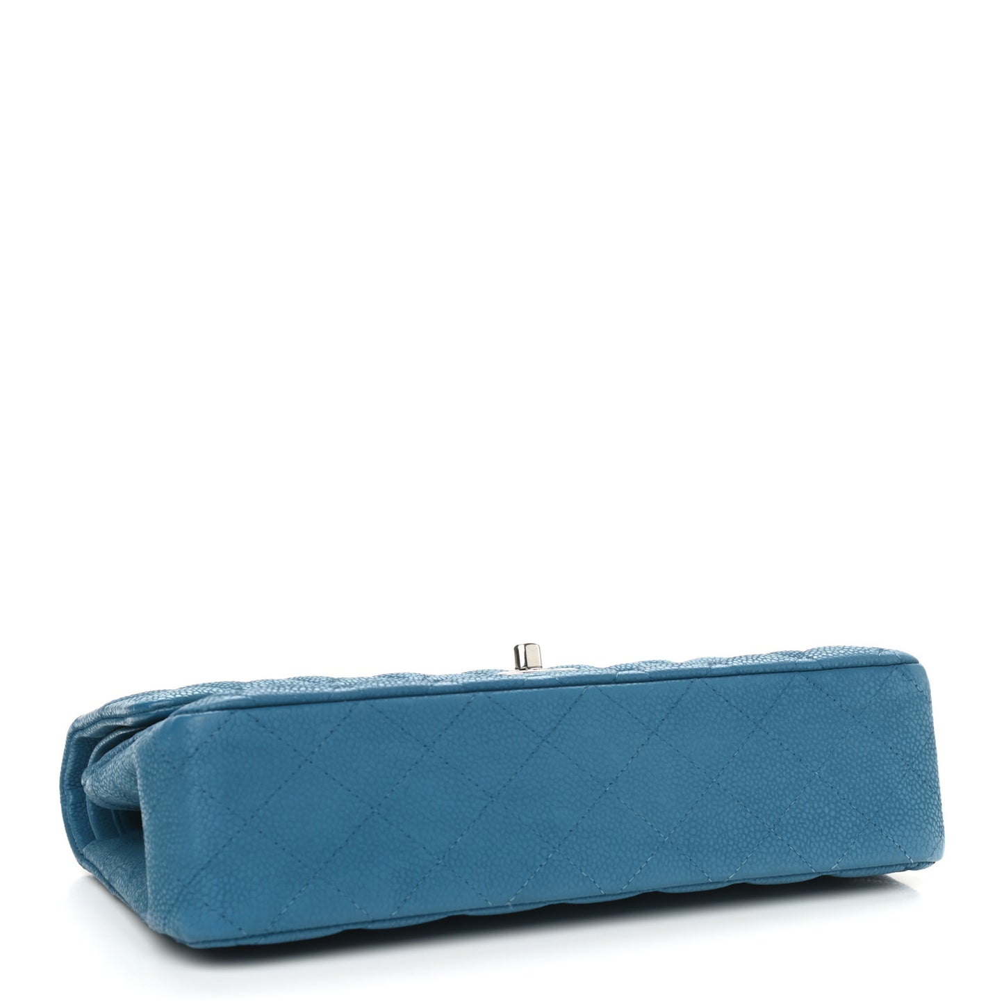 Iridescent Caviar Quilted Medium Double Flap Blue