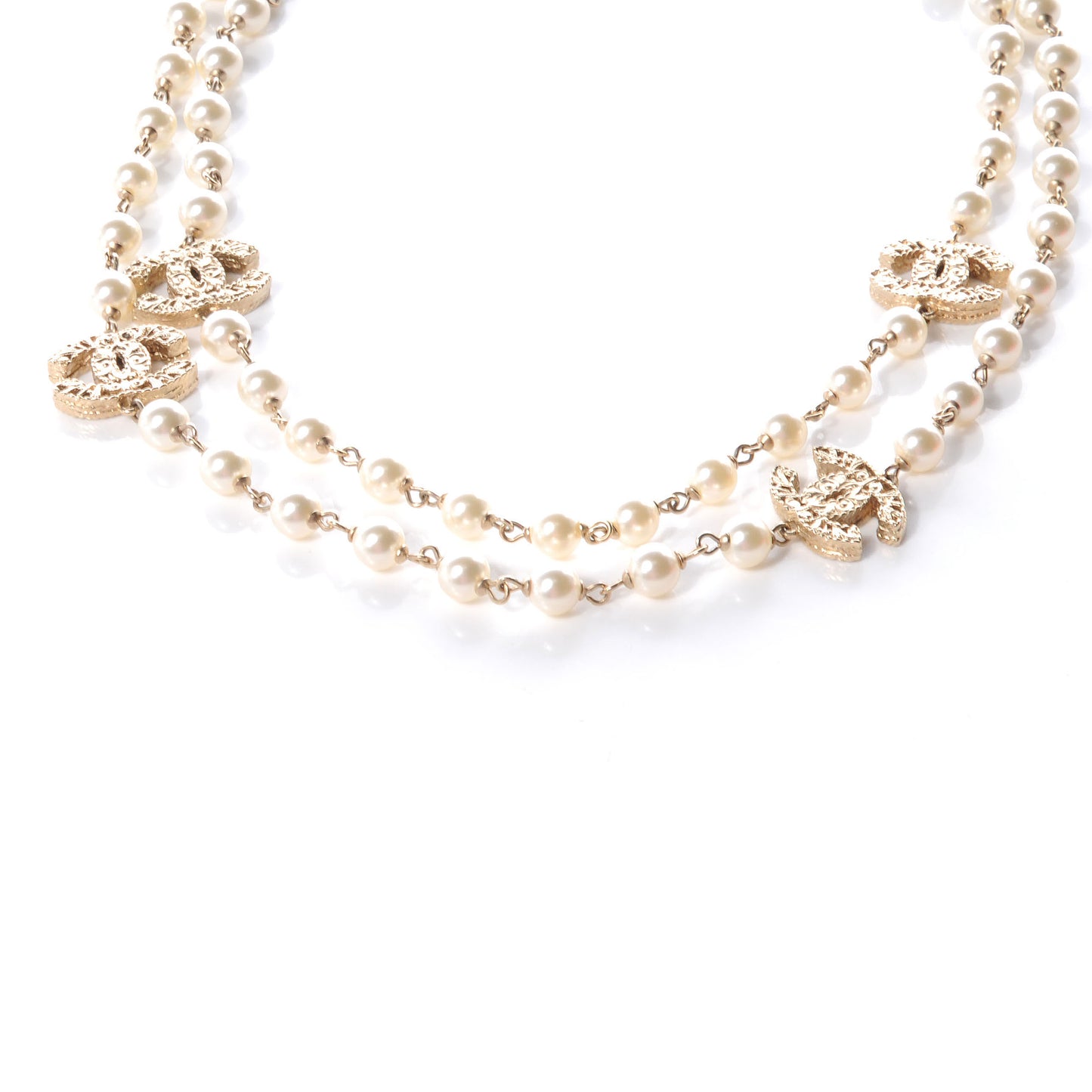 Pearl CC Long Necklace Gold