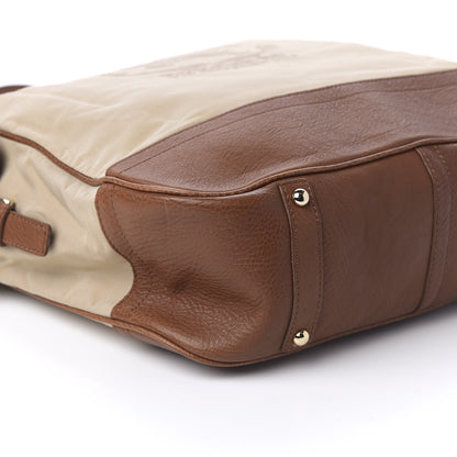 Burberry Canvas Calfskin Crest Embroidered Flat Tote Brown 6 of 9