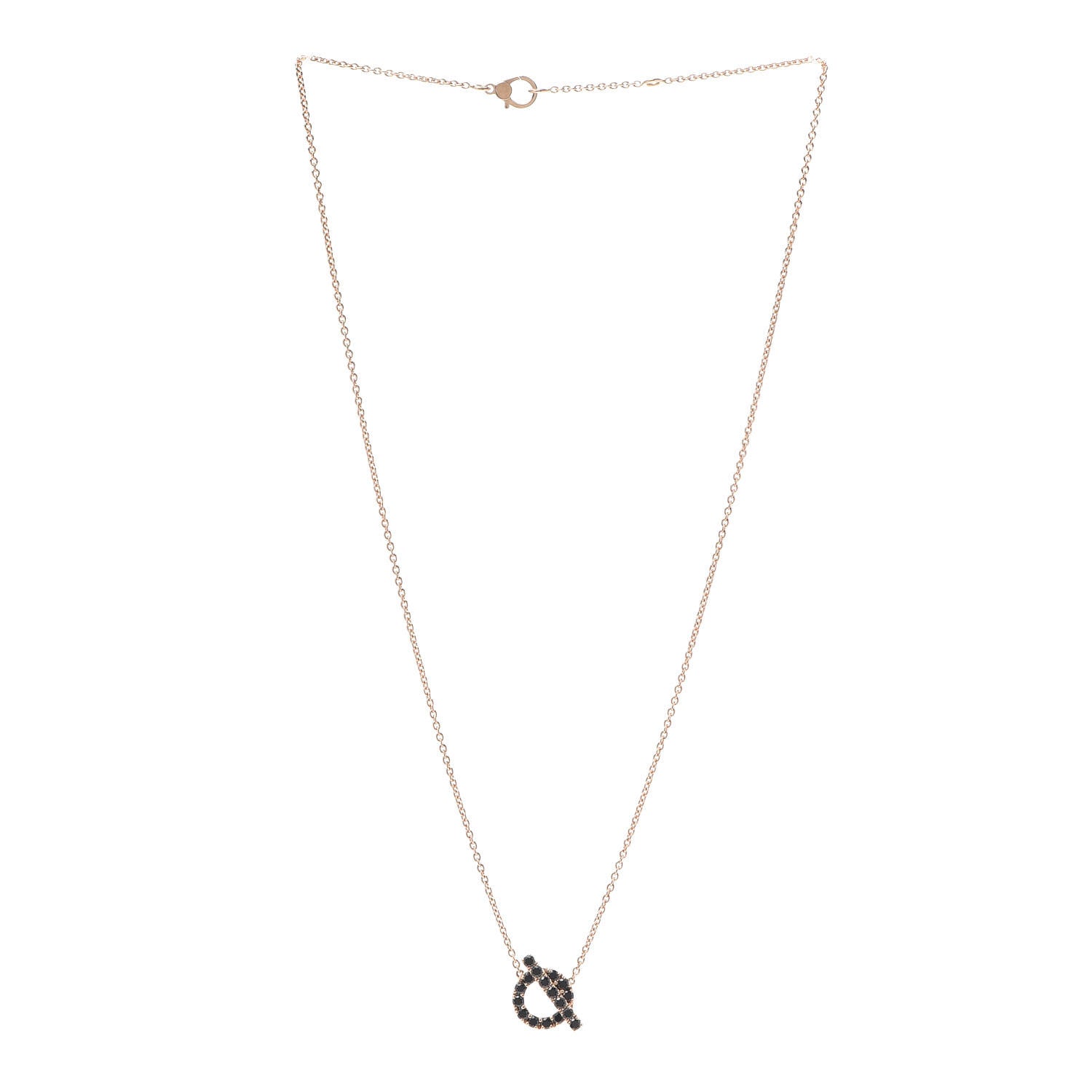 Hermes 18K Rose Gold Black Spinel Finesse Pendant Necklace 3 of 6