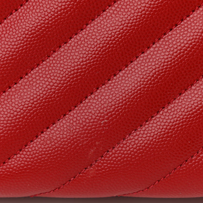 Saint Laurent Grain De Poudre Matelasse Chevron Monogram Shopping Bag Red 10 of 12