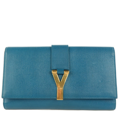 Saint Laurent Saffiano Classic Y Ligne Clutch Blue 1 of 8