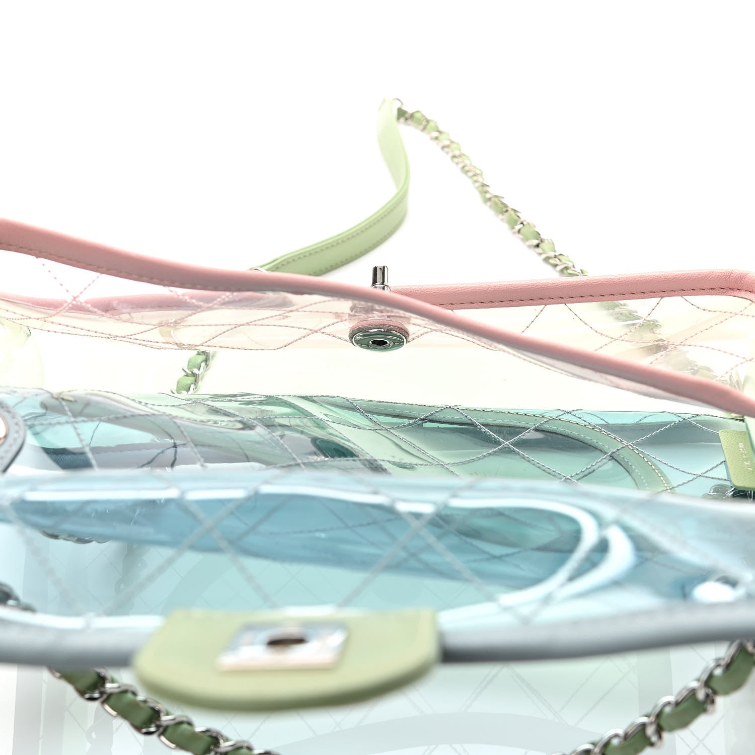 Chanel Lambskin PVC Quilted Medium Coco Splash Flap Blue Green 4 of 14