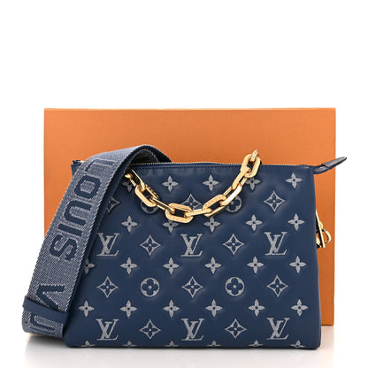 Louis Vuitton Lambskin Embossed Monogram Coussin PM Denim Blue 11 of 11