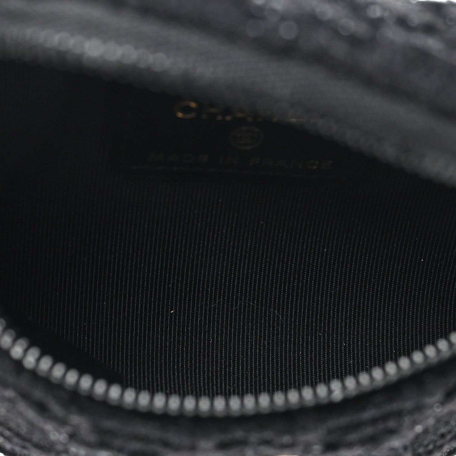 Chanel Tweed Lambskin Quilted Arm Coin Purse Black 5 of 9