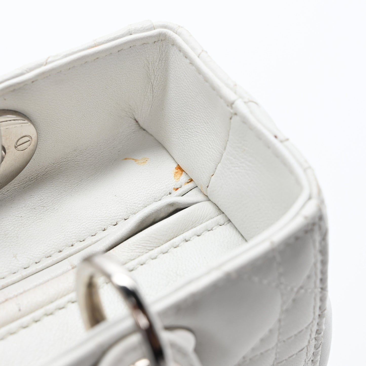 Lambskin Cannage Medium Lady Dior White