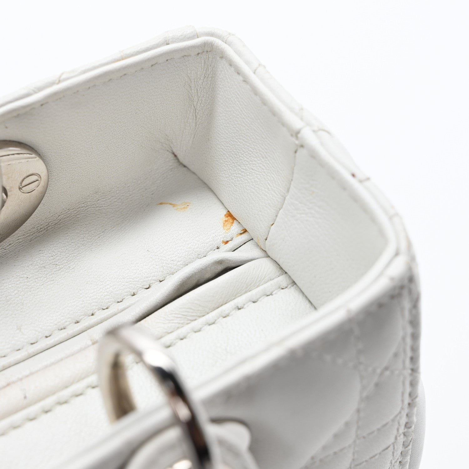 Christian Dior Lambskin Cannage Medium Lady Dior White 11 of 12