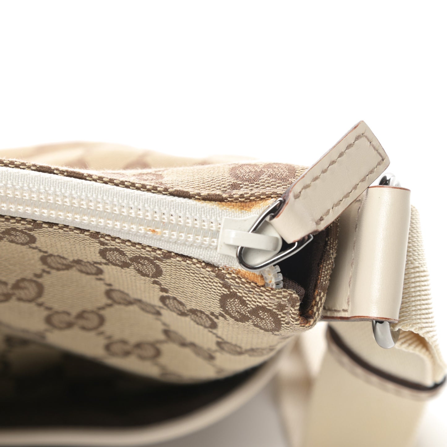 Monogram Calfskin Perforated Medium Flat Messenger Bag Off White
