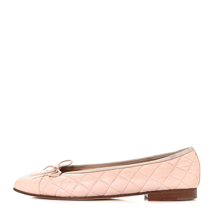 Chanel Lambskin Quilted Cap Toe Ballerina Flats 41 Light Pink 1 of 8