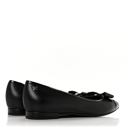 Chanel Lambskin Patent CC Cap Toe Bow Ballerina Flats 40.5 Black 4 of 6
