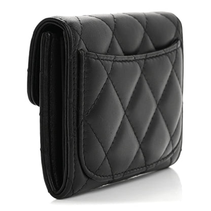 Chanel Lambskin Quilted Flap Card Holder Wallet Black 3 of 9