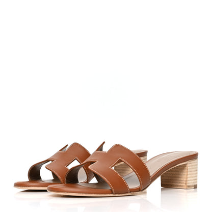 Hermes Calfskin Oasis Sandals 37.5 Gold 3 of 8