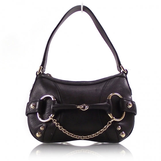 Leather Horsebit Small Handbag Black