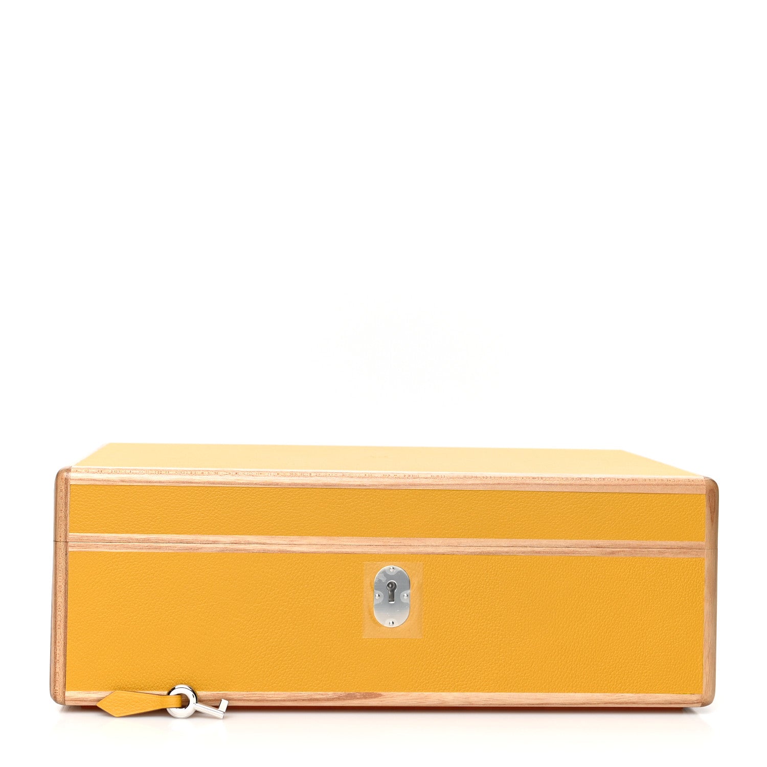 Hermes Elm Wood Evercolor Amalthee Watch Jewelry Box GM Jaune Ambre 1 of 9