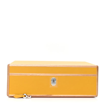 Hermes Elm Wood Evercolor Amalthee Watch Jewelry Box GM Jaune Ambre 1 of 9