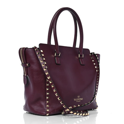 Valentino Garavani Vitello Rockstud Double Handle Tote Rubin 2 of 10